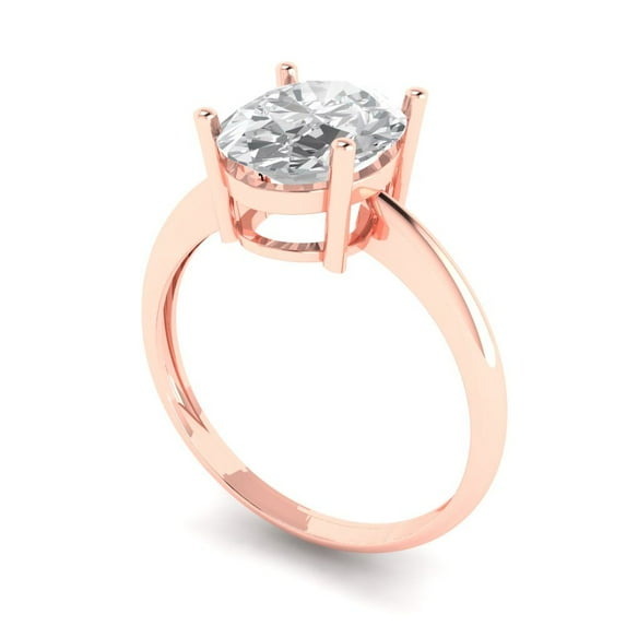 2.5ct oval cut clear moissanite 14k rose gold Bridal Wedding Engagement Promise Anniversary Ring for Women size 6.25