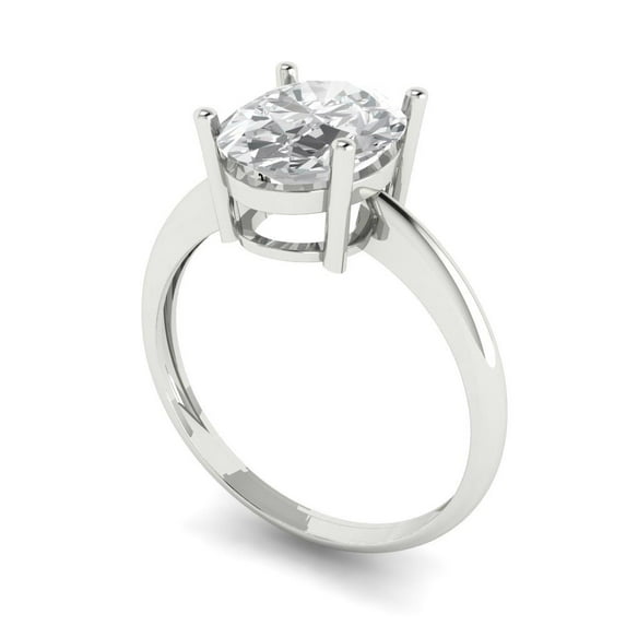 2.5ct oval cut clear moissanite 18k white gold Bridal Wedding Engagement Promise Anniversary Ring for Women size 8.75