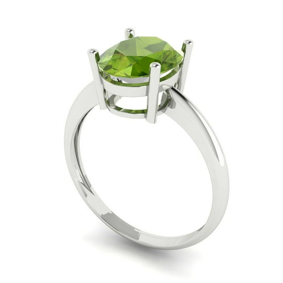 2.5ct oval cut green natural peridot 14k white gold Bridal Wedding Engagement Promise Anniversary Ring for Women size 10.75
