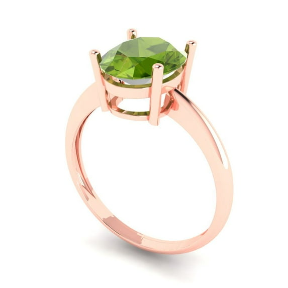 2.5ct oval cut green natural peridot 18k rose gold Bridal Wedding Engagement Promise Anniversary Ring for Women size 5.5