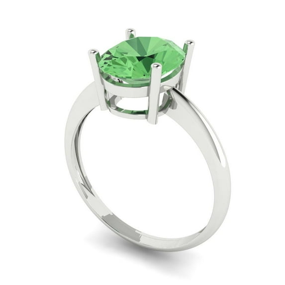 2.5ct oval cut green Zircon 14k white gold Bridal Wedding Engagement Promise Anniversary Ring for Women size 8.25
