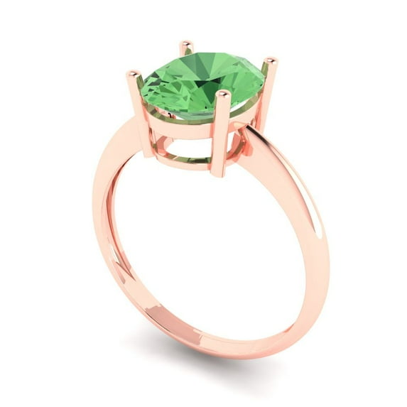 2.5ct oval cut green Zircon 18k rose gold Bridal Wedding Engagement Promise Anniversary Ring for Women size 9