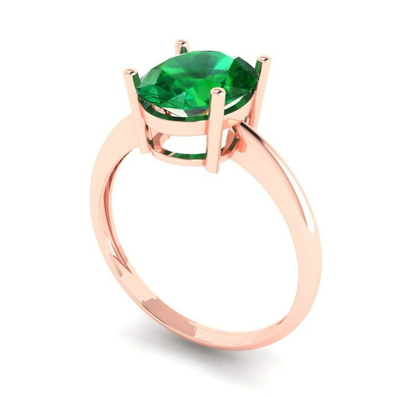 2.5ct oval cut green emerald 14k rose gold Bridal Wedding Engagement Promise Anniversary Ring for Women size 7.25