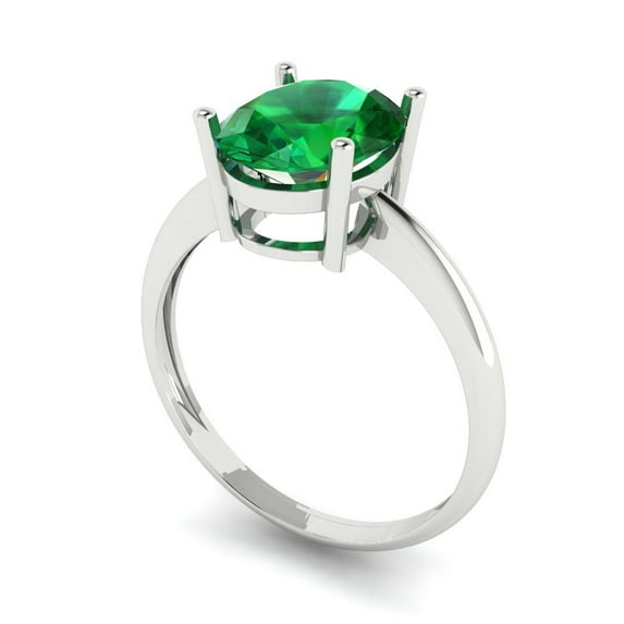 2.5ct oval cut green emerald 18k white gold Bridal Wedding Engagement Promise Anniversary Ring for Women size 4.25