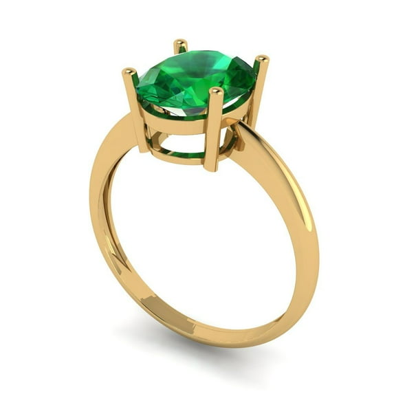 2.5ct oval cut green emerald 18k yellow gold Bridal Wedding Engagement Promise Anniversary Ring for Women size 10