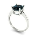 thumbnail image 1 of 2.5ct oval cut natural london blue topaz 14k white gold Bridal Wedding Engagement Promise Anniversary Ring for Women size 4.75, 1 of 7