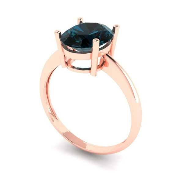 2.5ct oval cut natural london blue topaz 18k rose gold Bridal Wedding Engagement Promise Anniversary Ring for Women size 5.5