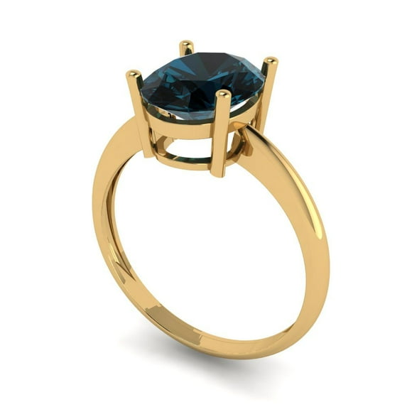 2.5ct oval cut natural london blue topaz 18k yellow gold Bridal Wedding Engagement Promise Anniversary Ring for Women size 4.75