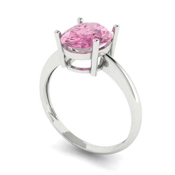 2.5ct oval cut pink Zircon 14k white gold Bridal Wedding Engagement Promise Anniversary Ring for Women size 4.25