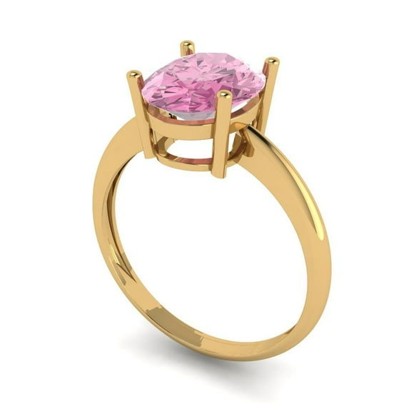 2.5ct oval cut pink Zircon 18k yellow gold Bridal Wedding Engagement Promise Anniversary Ring for Women size 7