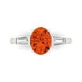 thumbnail image 1 of 2.5 ct Oval Cut Simulated Red Diamond 3 Stone 18K White Gold Womens Engagement Ring, 1 of 5