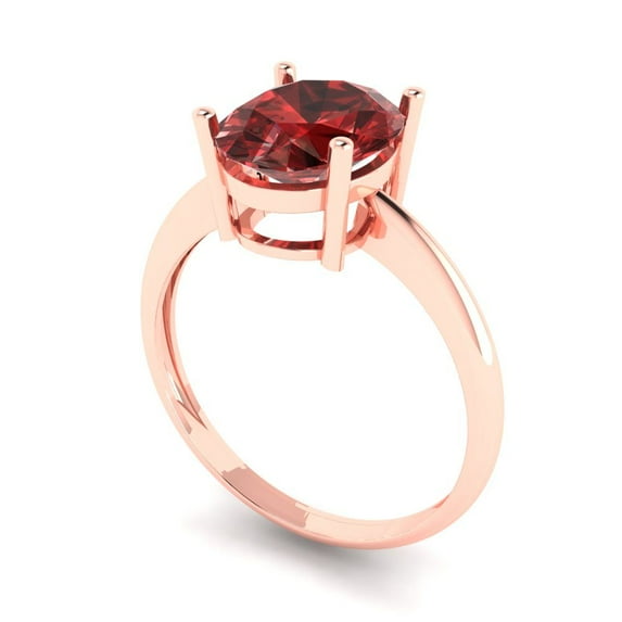2.5ct oval cut red natural garnet 14k rose gold Bridal Wedding Engagement Promise Anniversary Ring for Women size 10.25