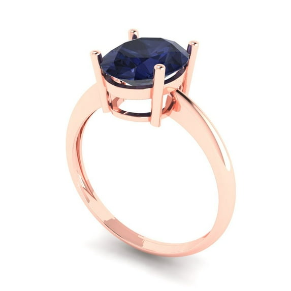 2.5ct oval cut blue sapphire 18k rose gold Bridal Wedding Engagement Promise Anniversary Ring for Women size 5.75
