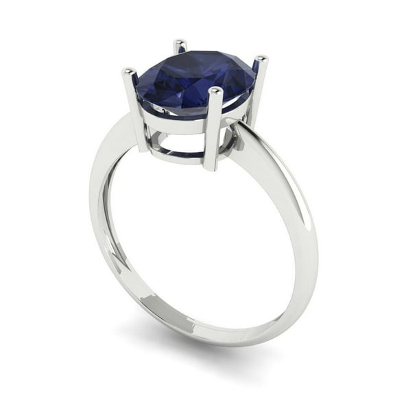 2.5ct oval cut blue sapphire 18k white gold Bridal Wedding Engagement Promise Anniversary Ring for Women size 9.75