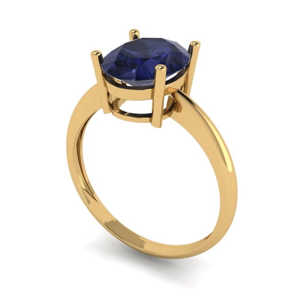 2.5ct oval cut blue sapphire 18k yellow gold Bridal Wedding Engagement Promise Anniversary Ring for Women size 9.5