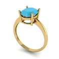 thumbnail image 1 of 2.5ct oval cut turquoise 14k yellow gold Bridal Wedding Engagement Promise Anniversary Ring for Women size 9.75, 1 of 7