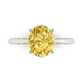 thumbnail image 1 of Clara Pucci 14K White Gold Solid Gold Yellow Solitaire Anniversary Ring for Women - 2.5 cttw Oval Cut, 1 of 7