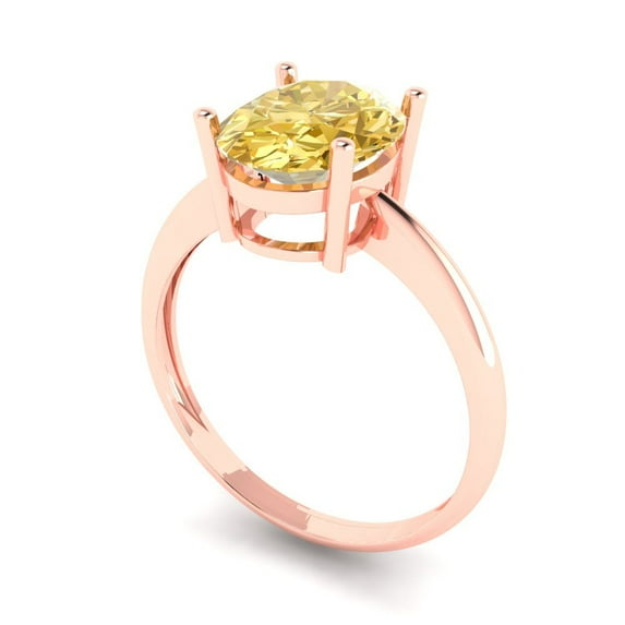 2.5ct oval cut yellow Zircon 14k rose gold Bridal Wedding Engagement Promise Anniversary Ring for Women size 5.75