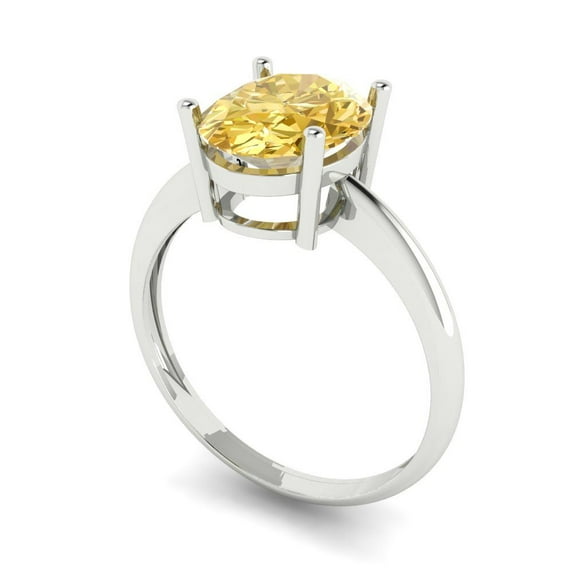 2.5ct oval cut yellow Zircon 18k white gold Bridal Wedding Engagement Promise Anniversary Ring for Women size 11