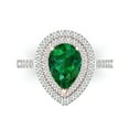 thumbnail image 1 of Clara Pucci 14K White/Rose Gold Solid Gold Emerald Halo Anniversary Ring for Women - 2.48 cttw Pear Cut, 1 of 7