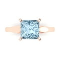 thumbnail image 1 of 2.5 ctw Solitaire Anniversary Ring for Women | Princess Cut Natural Aquamarine | Hyperallergenic Solid 18K Rose Gold, 1 of 5