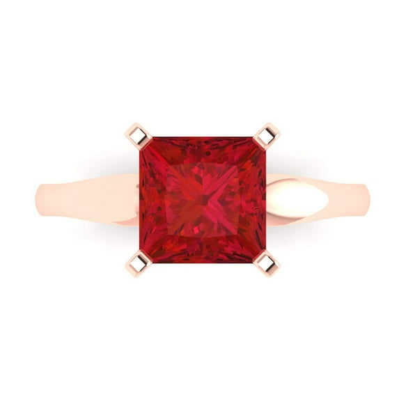 2.5 ct Princess Cut Simulated Pink Tourmaline Solitaire 14K Rose Gold Womens Engagement Ring