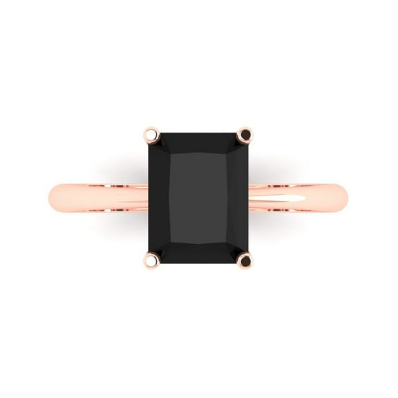 Solitaire Engagement Ring for Women - 2.5ct Natural Onyx in 14K Rose Gold Promise Ring