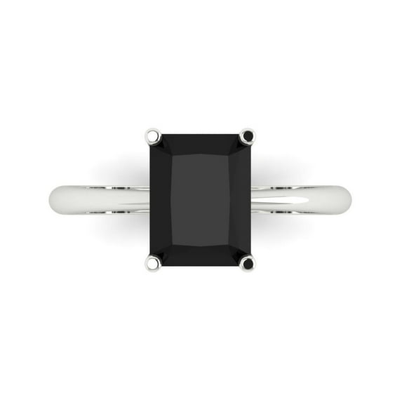 Clara Pucci 14K White Gold Solid Gold Onyx Solitaire Anniversary Ring for Women - 2.5 cttw Radiant Cut