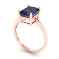 thumbnail image 1 of 2.5ct radiant cut blue sapphire 14k rose gold Bridal Wedding Engagement Promise Anniversary Ring for Women size 8.25, 1 of 7