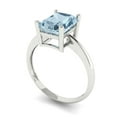 thumbnail image 1 of 2.5ct radiant cut blue Zircon 14k white gold Bridal Wedding Engagement Promise Anniversary Ring for Women size 4.75, 1 of 7