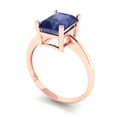 thumbnail image 1 of 2.5ct radiant cut blue tanzanite 14k rose gold Bridal Wedding Engagement Promise Anniversary Ring for Women size 9.75, 1 of 7