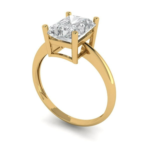 2.5ct radiant cut clear moissanite 14k yellow gold Bridal Wedding Engagement Promise Anniversary Ring for Women size 9.25