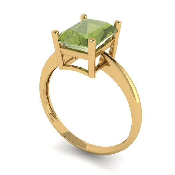 2.5ct radiant cut green natural peridot 14k yellow gold Bridal Wedding Engagement Promise Anniversary Ring for Women size 7.25