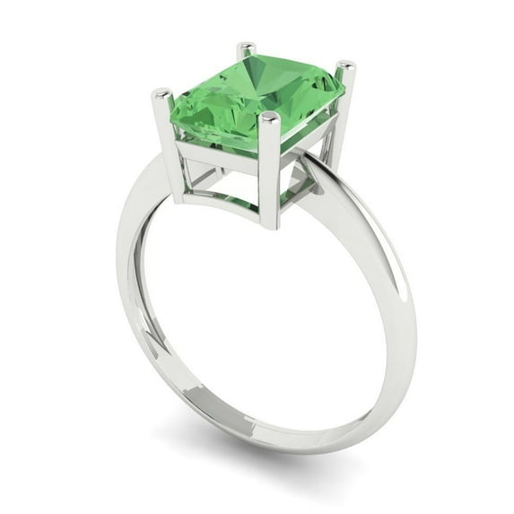 2.5ct radiant cut green Zircon 18k white gold Bridal Wedding Engagement Promise Anniversary Ring for Women size 8