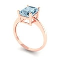 thumbnail image 1 of 2.5ct radiant cut natural sky blue topaz 18k rose gold Bridal Wedding Engagement Promise Anniversary Ring for Women size 9.5, 1 of 7