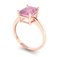 thumbnail image 1 of 2.5ct radiant cut pink Zircon 14k rose gold Bridal Wedding Engagement Promise Anniversary Ring for Women size 5.25, 1 of 7