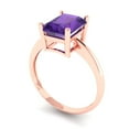 thumbnail image 1 of 2.5ct radiant cut purple natural amethyst 14k rose gold Bridal Wedding Engagement Promise Anniversary Ring for Women size 5.5, 1 of 7