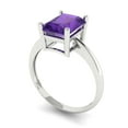 thumbnail image 1 of 2.5ct radiant cut purple natural amethyst 14k white gold Bridal Wedding Engagement Promise Anniversary Ring for Women size 4.25, 1 of 7