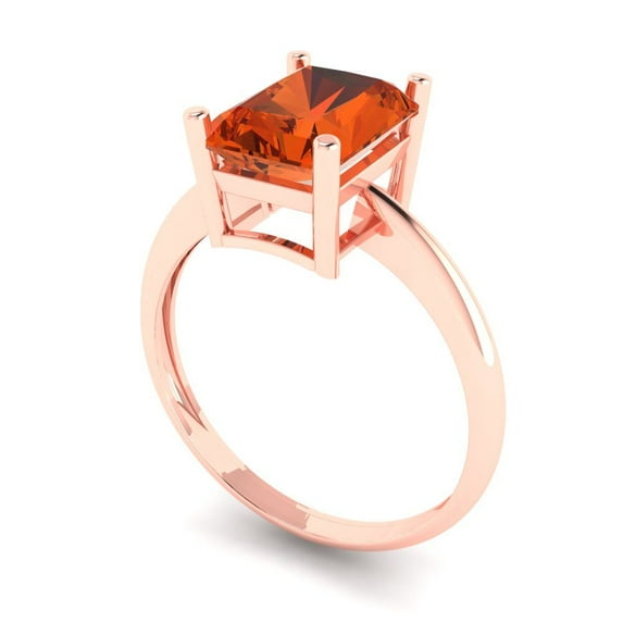 2.5ct radiant cut red Zircon 18k rose gold Bridal Wedding Engagement Promise Anniversary Ring for Women size 4.25