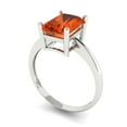 thumbnail image 1 of 2.5ct radiant cut red Zircon 18k white gold Bridal Wedding Engagement Promise Anniversary Ring for Women size 4, 1 of 7
