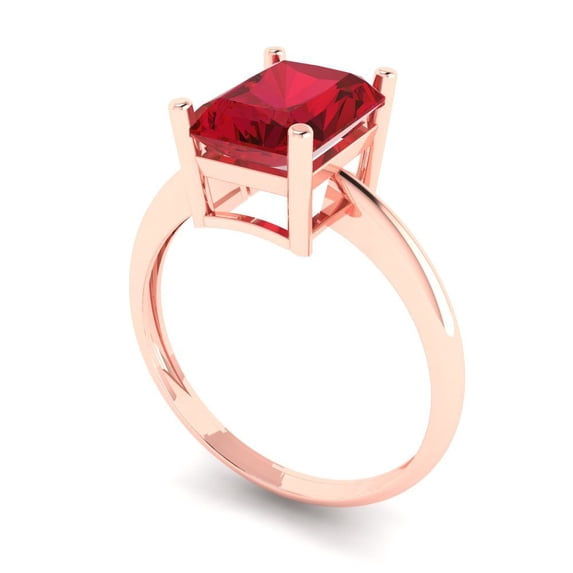 2.5ct radiant cut red ruby 14k rose gold Bridal Wedding Engagement Promise Anniversary Ring for Women size 7.5