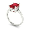thumbnail image 1 of 2.5ct radiant cut red ruby 14k white gold Bridal Wedding Engagement Promise Anniversary Ring for Women size 9, 1 of 7