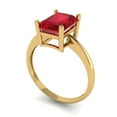 thumbnail image 1 of 2.5ct radiant cut red ruby 18k yellow gold Bridal Wedding Engagement Promise Anniversary Ring for Women size 4, 1 of 7