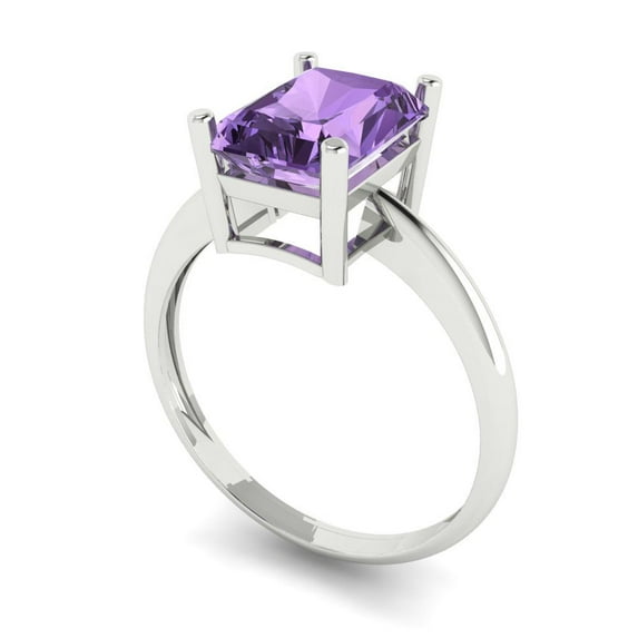 2.5ct radiant cut alexandrite 14k white gold Bridal Wedding Engagement Promise Anniversary Ring for Women size 8.75