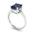thumbnail image 1 of 2.5ct radiant cut blue sapphire 14k white gold Bridal Wedding Engagement Promise Anniversary Ring for Women size 9.5, 1 of 7
