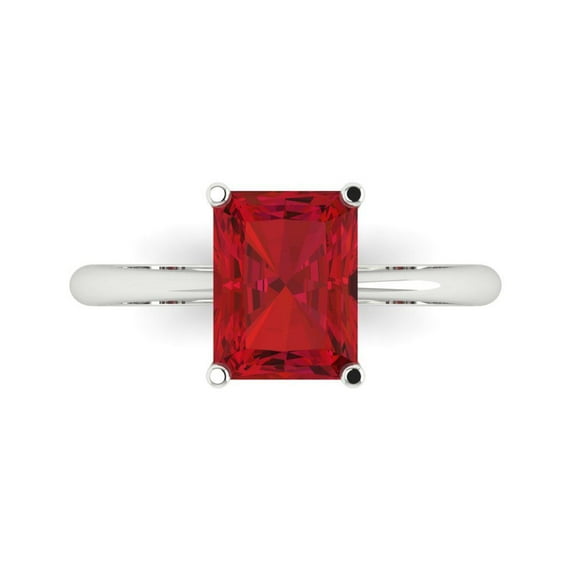 Solitaire Engagement Ring for Women - 2.5ct Simulated Pink Tourmaline in 14K White Gold Promise Ring