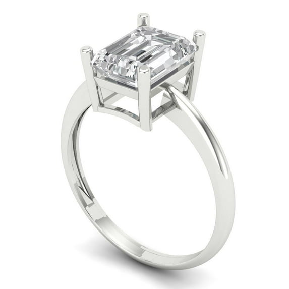2.5ct radiant cut white sapphire 18k white gold Bridal Wedding Engagement Promise Anniversary Ring for Women size 7