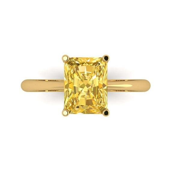 Clara Pucci 14K Yellow Gold Solid Gold Yellow Solitaire Anniversary Ring for Women - 2.5 cttw Radiant Cut