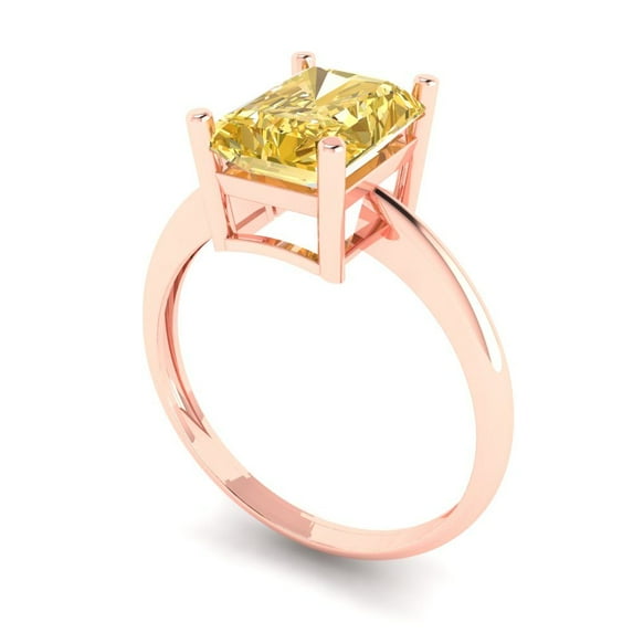 2.5ct radiant cut yellow moissanite 14k rose gold Bridal Wedding Engagement Promise Anniversary Ring for Women size 6.75