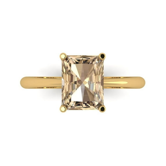 Clara Pucci 14K Yellow Gold Solid Gold YellowMoissanite Solitaire Anniversary Ring for Women - 2.5 cttw Radiant Cut